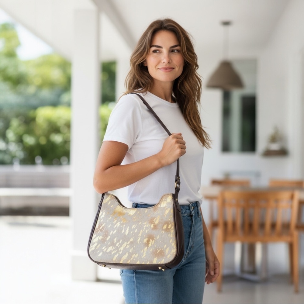 Nocona Conceal Carry Women’s Bag AspenTote Spotted Foil Calf Hair Leopard Strap